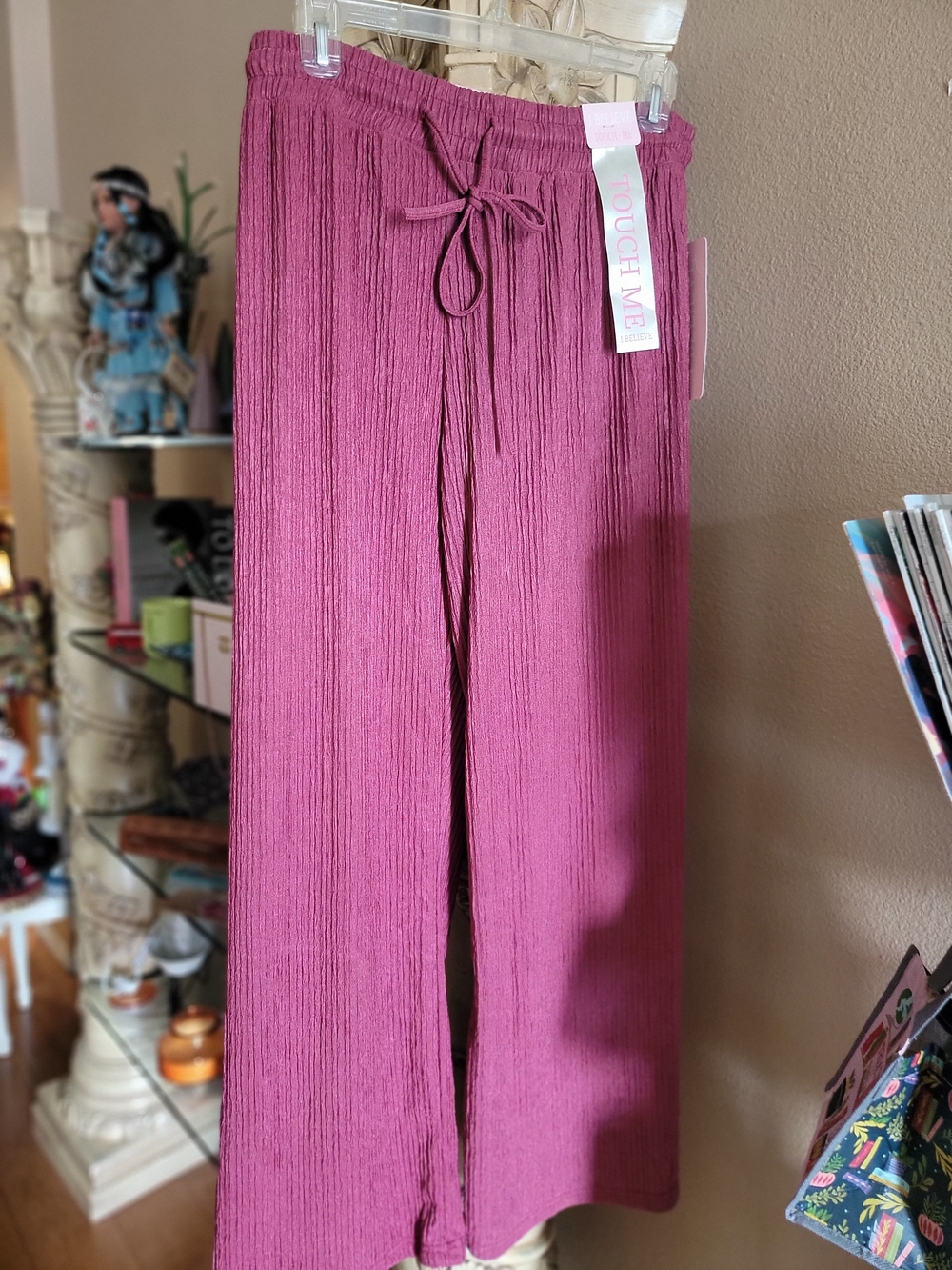 Wide-Leg Drawstring Pants in Raspberry/Pink - Picture 1 of 2